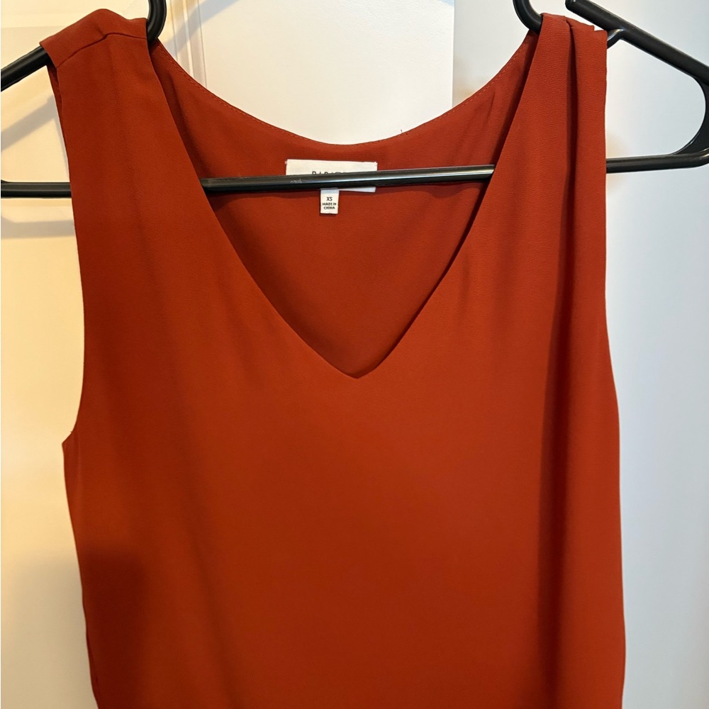 Babaton Orange Sleeveless Tank Top with V-Neck